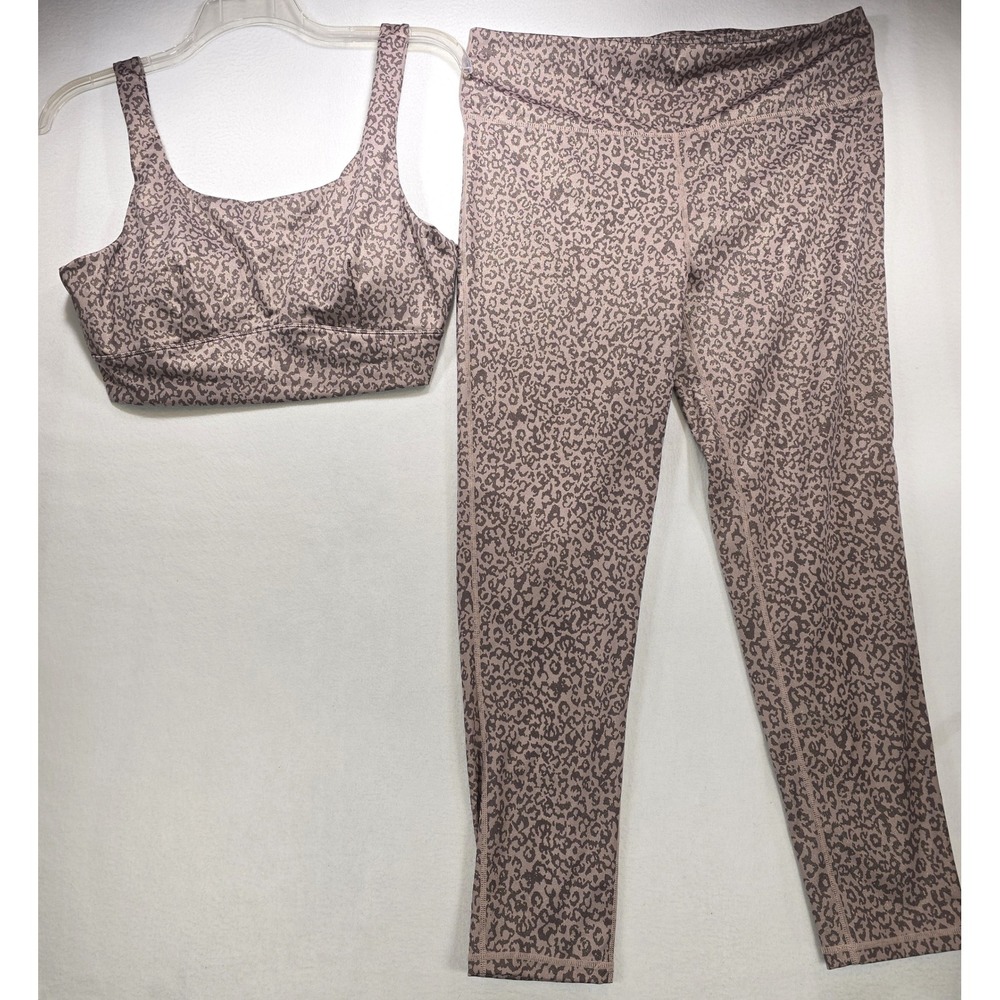 Mono B Mauve Leopard Print Activewear Set Sports Bra Leggings 2XL AT-A0765-P